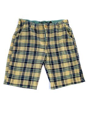 Iron Shorts - Men's 34 - Plaid Adjustable Waist Yellow and Blue Unique Zipper
